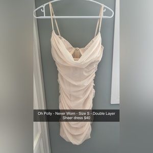 Oh Polly Double Layer Sheer Rhinestone Bra Dress Size Small